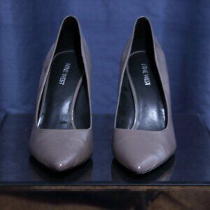 Nine West Grey Leather Pointy Toe Pump 8.5